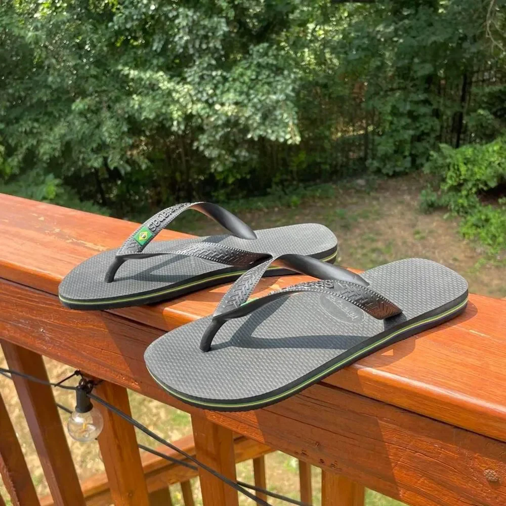 Havaianas Women's 7/8 Mens 6/7 Brazil Unisex Black Flip flops